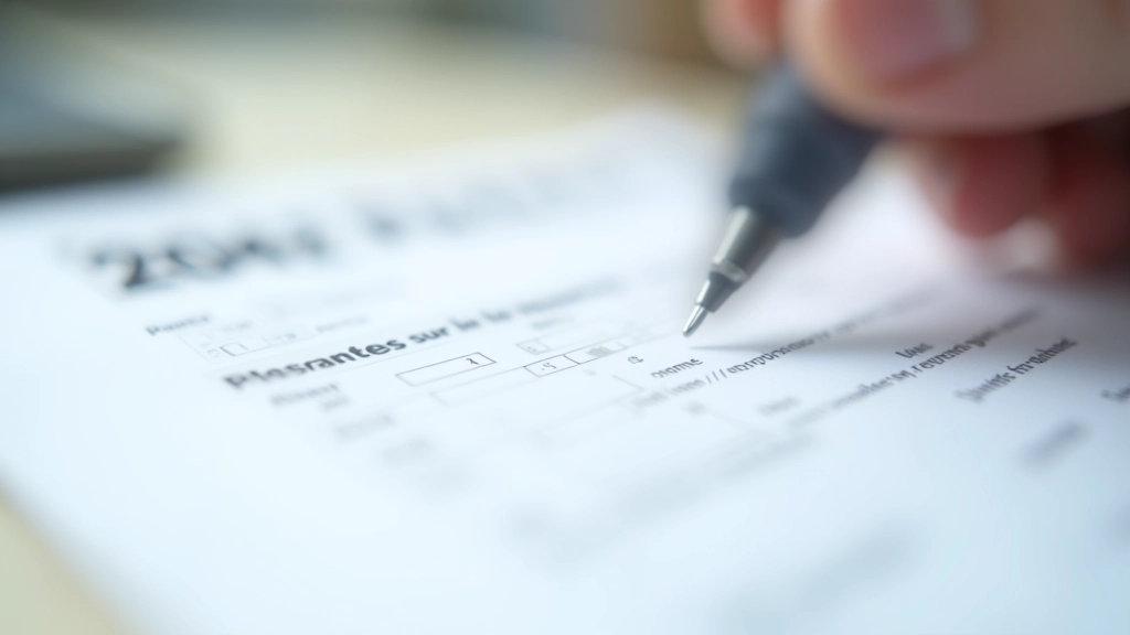 Gros plan sur le formulaire 2042 avec les différentes sections clairement visibles et légèrement surlignées