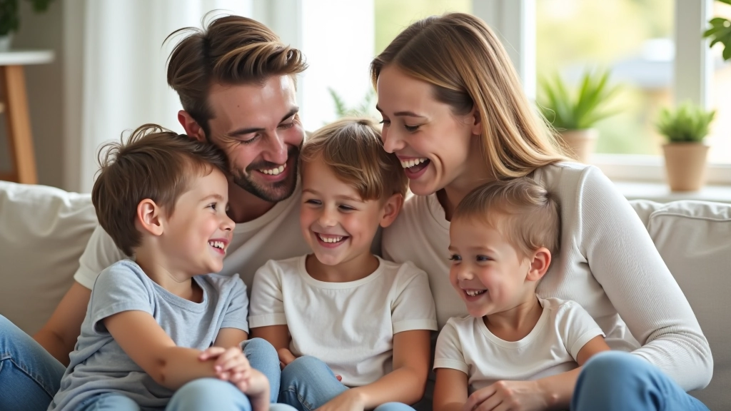 Famille heureuse avec enfants, symbolisant les avantages du quotient familial